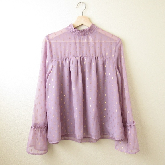 Xhilaration Tops - • Whimsical Lavender Bell-Sleeve Blouse •